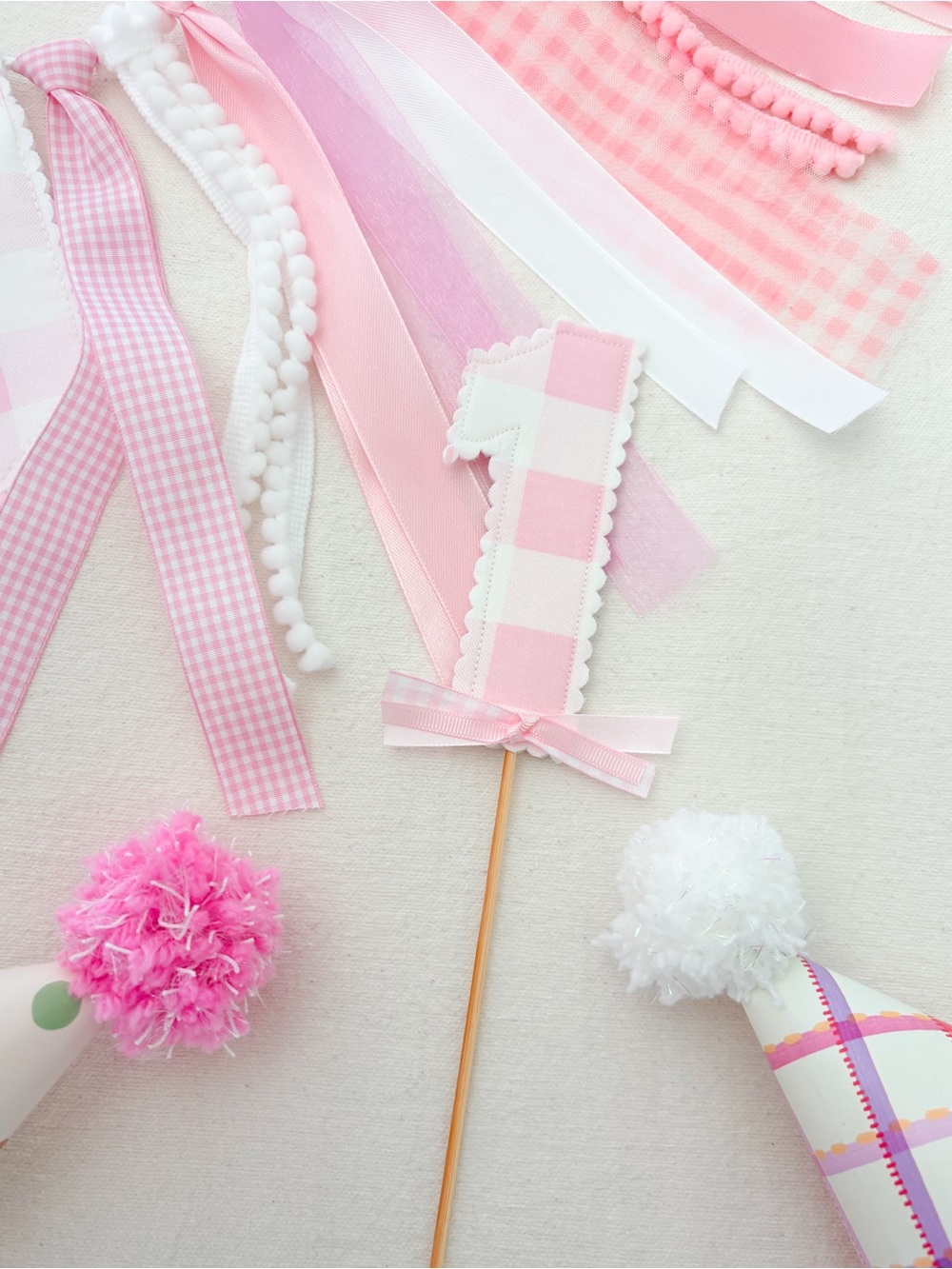 Pink First Birthday Cake Topper- Party Supplies